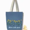 Bloom with grace tote bags by Homesy Hues