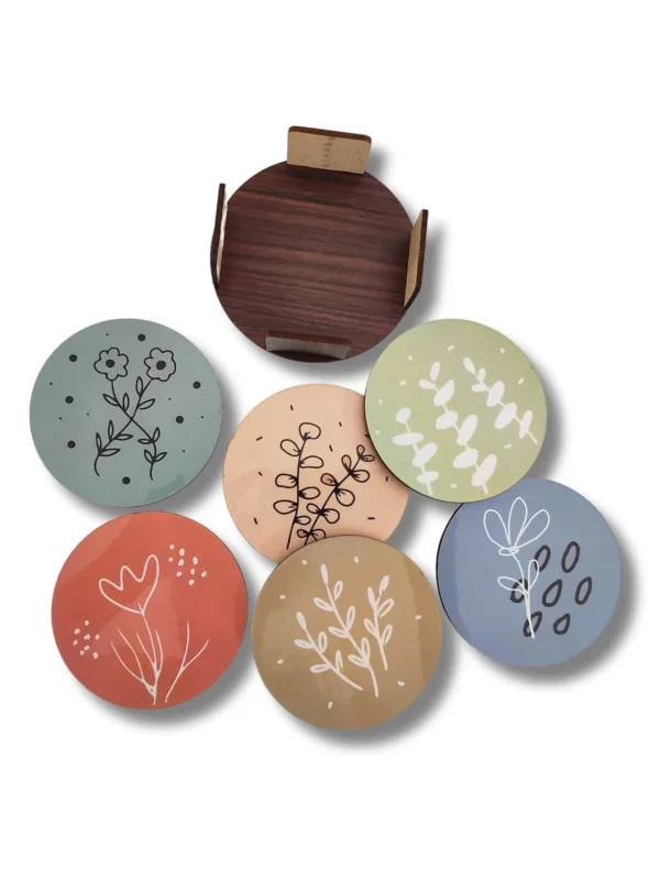 Bloomline - Wooden coasters by Homesy Hues