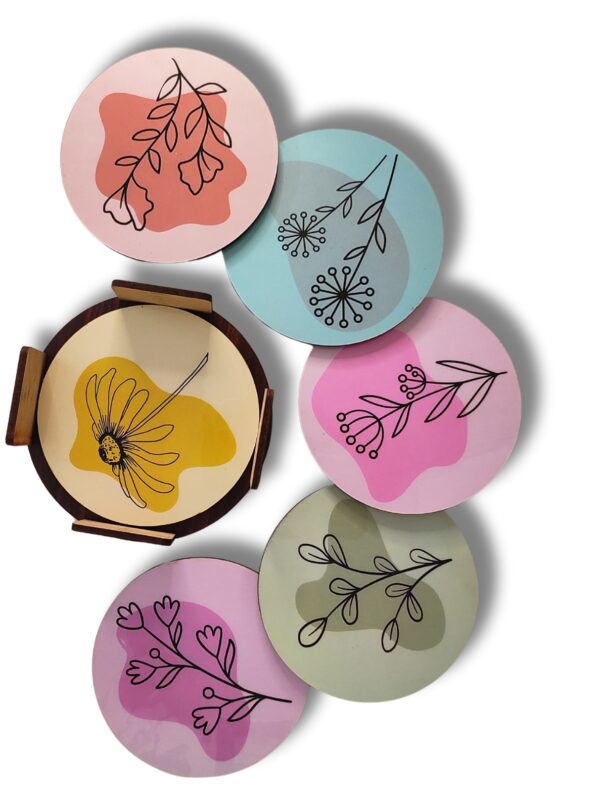 Petal Trace - Wooden coasters by Homesy Hues