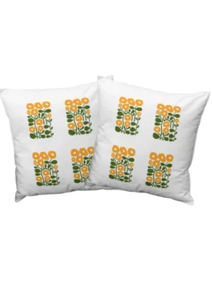 Yellow Blossom - Minimalist Hand Block Printed Pure cotton cushion covers set of 2