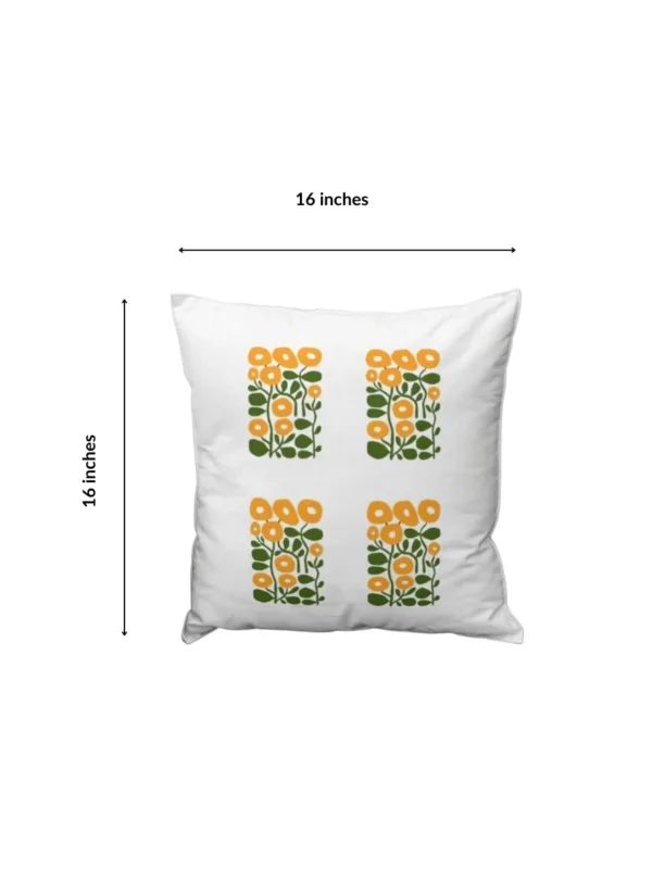 Yellow Blossom - Minimalist Hand Block Printed Pure cotton cushion covers set of 2